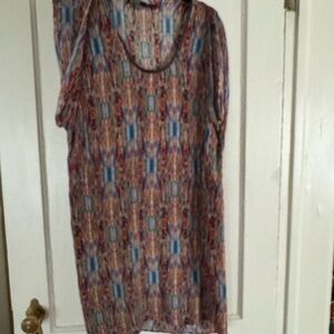 Multicolor Patterned Women's Silk Dress